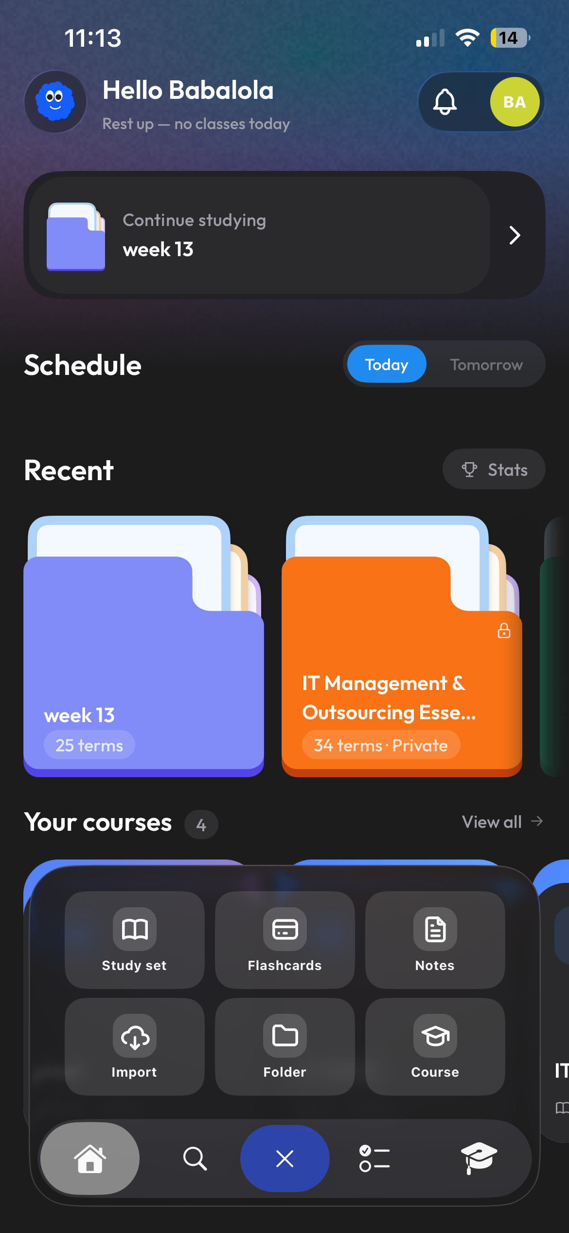 Quick create in Clevaly on mobile
