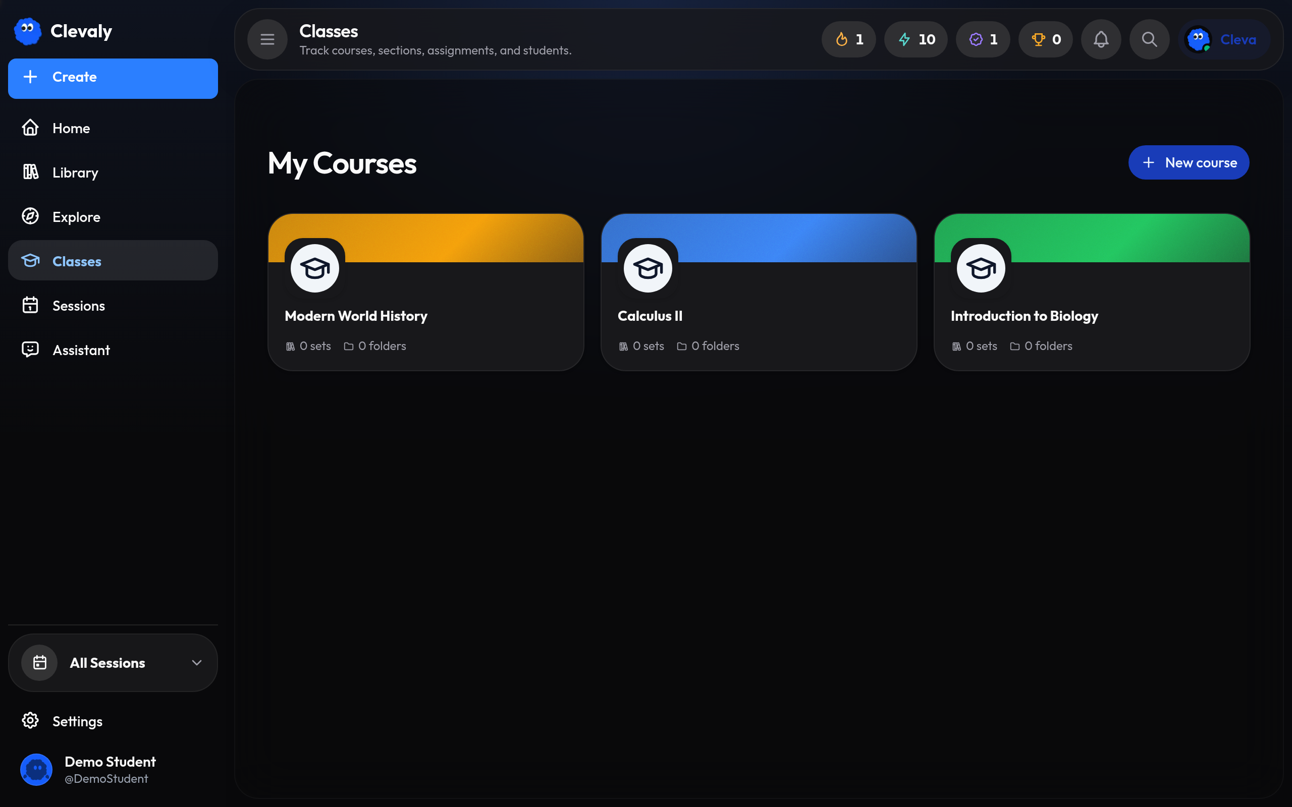 Classes in Clevaly on the web